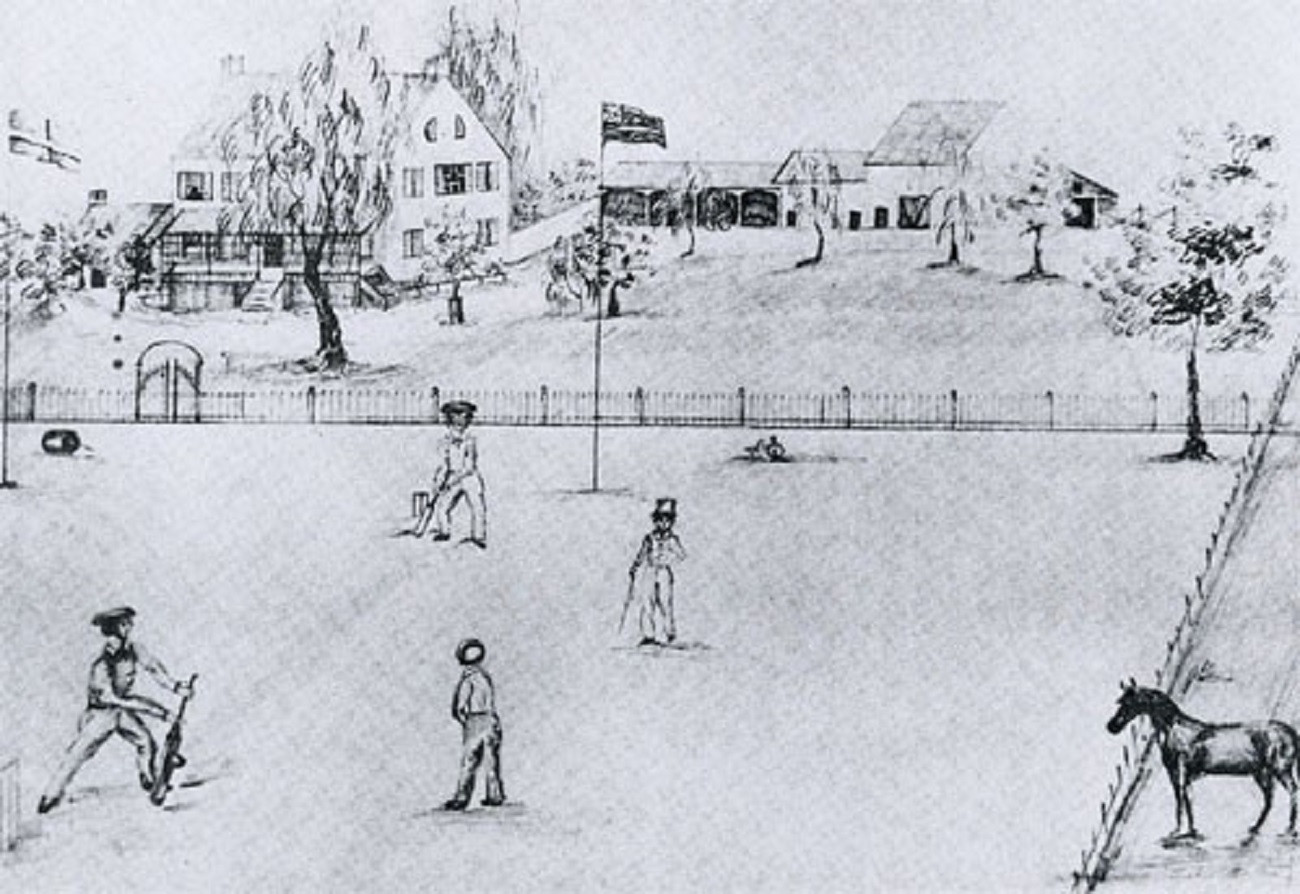 अमेरिका र क्यानडाबीच सन् १८४४ मा भएको पहिलो अन्तर्राष्ट्रिय क्रिकेट खेलको स्केच।