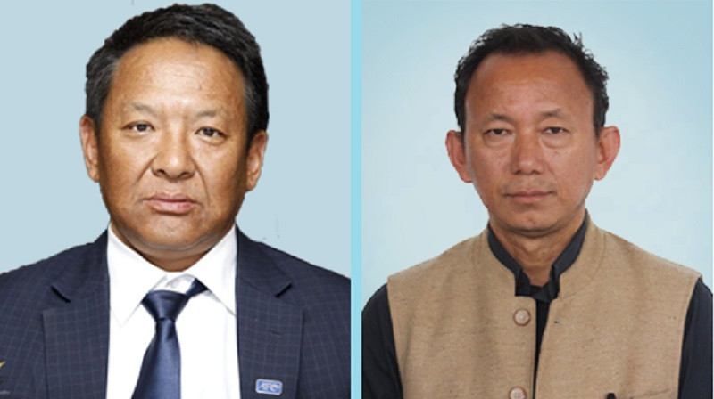 एन्फा अध्यक्ष कर्माछिरिङ शेर्पा (बायाँ) र वरिष्ठ उपाध्यक्ष पंकजविक्रम नेम्बाङ।
