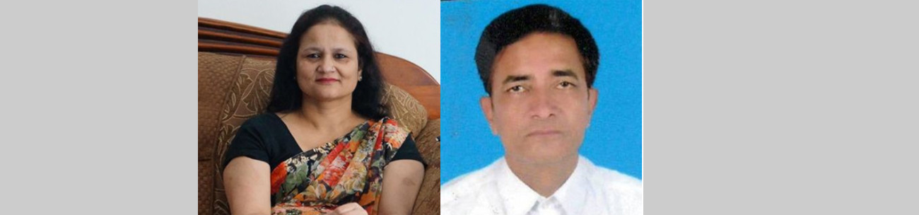 मुस्ताङकी प्रजिअ पौडेल र हुम्लाका प्रजिअ गिरी।  फाइल तस्बिर।