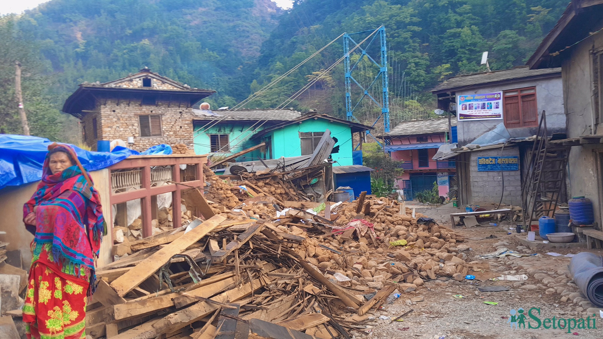 शुक्रबार रातिको भुइँचालोले क्षतिग्रस्त जाजरकोटको घर। तस्बिर: दिपकजंग शाही/सेतोपाटी