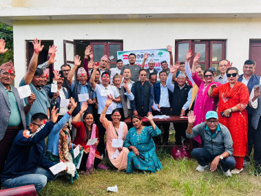 कांग्रेस गोरखा सहिद लखन गाउँपालिका अधिवेशनबाट निर्वाचित भएकाहरू। तस्बिर स्रोत- शरण श्रेष्ठ।