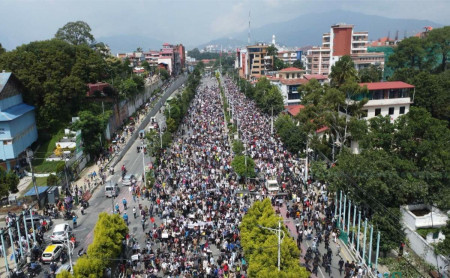 भदौ २३ को प्रदर्शन। तस्बिर: नवीनबाबु गुरूङ/सेतोपाटी