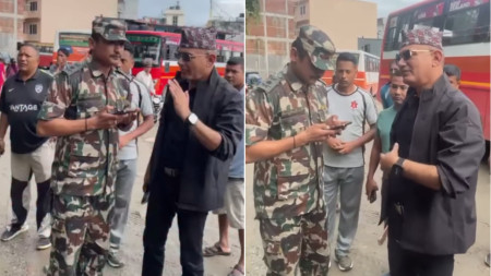 सांसद राजुनाथ पाण्डेले ड्युटीमा रहेका सेनाका क्याप्टेनलाई गरे हप्कीदप्की, भिडिओ भाइरल