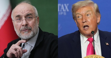 इरानी सभामुख गालिबाफ र  अमेरिकी राष्ट्रपति ट्रम्प।