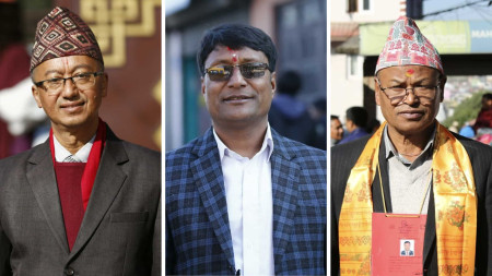 बायाँबाट क्रमशः कृष्णमान डंगोल, सुरेन्द्र मानन्धर र शिवशरण महर्जन