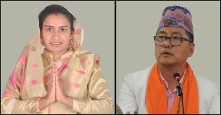 मन्त्री कञ्चन विच्छा र अध्यक्ष राजेन्द्र लिङ्देन। फाइल तस्बिर।