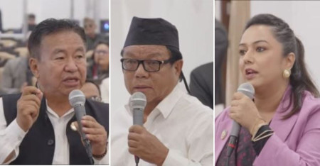 एमाले सांसद राई, स्वतन्त्र सांसद पुन र राप्रपा सांसद ओली।