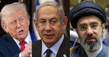 ट्रम्प, नेतन्याहू र खामेनी।