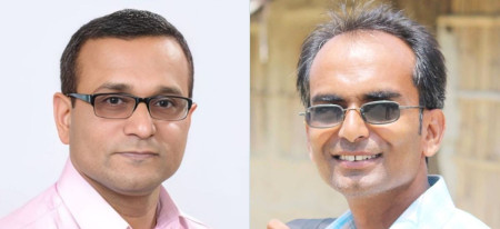 तुलानारायण साह (बायाँ) र नित्यानन्द मण्डल (बायाँ)