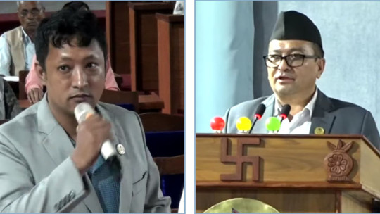 नुरज बज्राचार्य (बायाँ) र प्रभात तामाङ (दायाँ) । तस्बीर स्रोत : प्रदेश सभा सचिवालयको भिडिओ ।