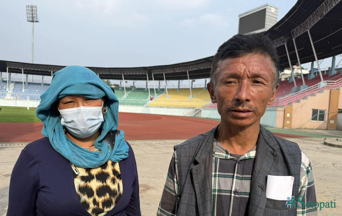 हस्तबहादुर तामाङ र उनकी बहिनी रेलीमाया तामाङ। तस्बिर: अक्षर काका/सेतोपाटी