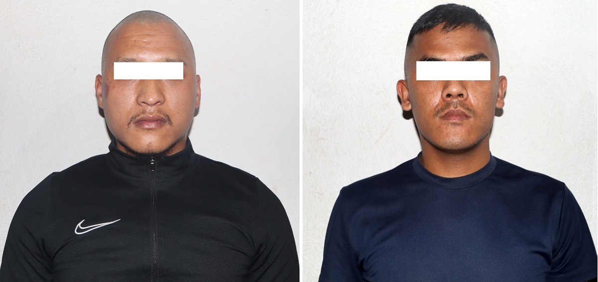 पक्राउ परेका मिलन तामाङ र विजय लामा। तस्बिर: प्रहरी