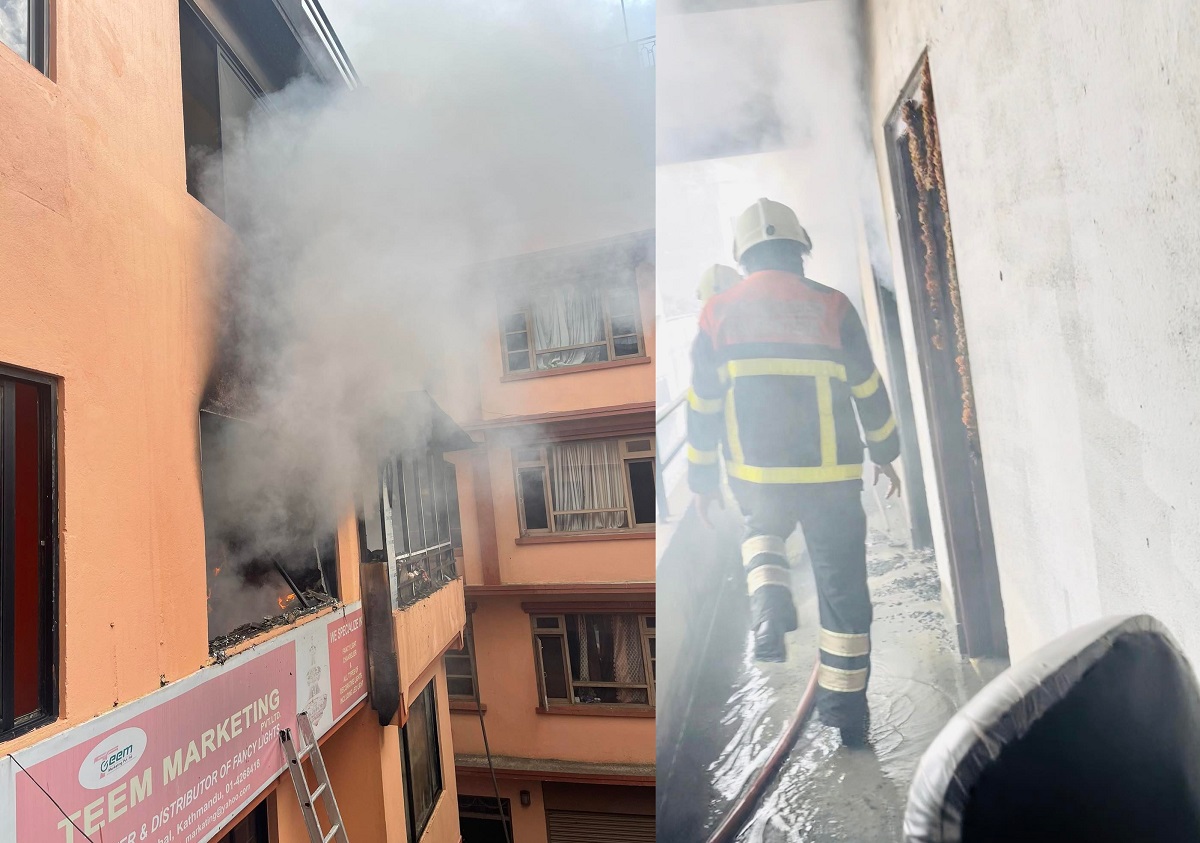 काठमाडौंको भोटेबहालमा लागेको आगलागी