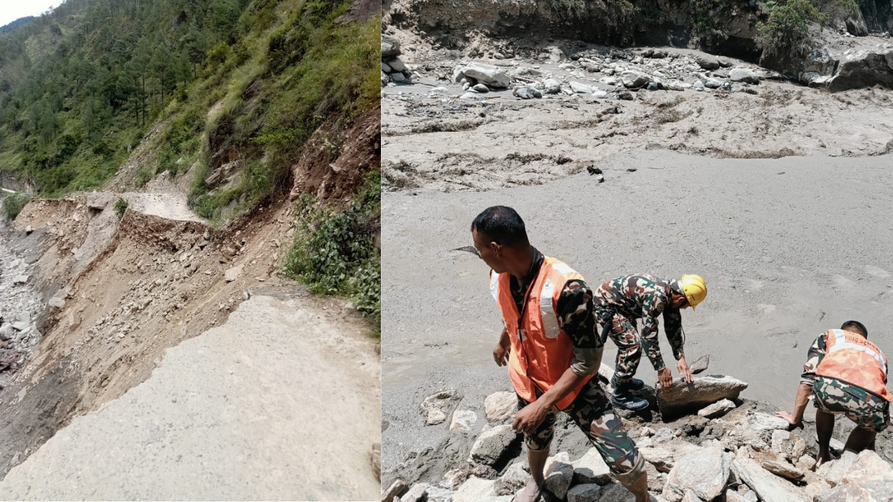 रसुवामा बेपत्ता भएकाको खोजी जारी, ठाउँठाउँमा खसेका पहिरो हटाउँदै सेना