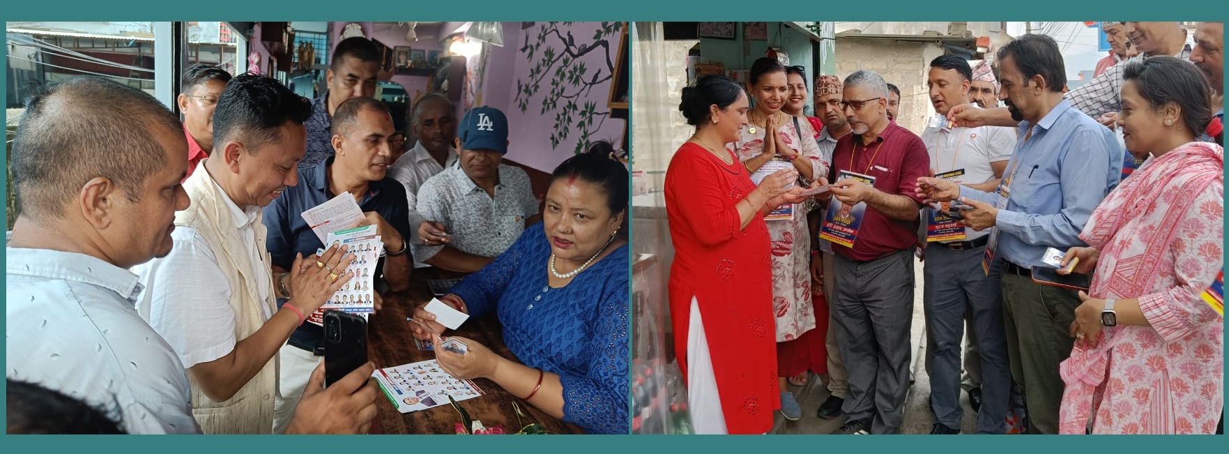 दिनेशप्रसाद श्रेष्ठको प्यानल (बायाँ) र हरिप्रसाद अर्यालको प्यानल (दायाँ)