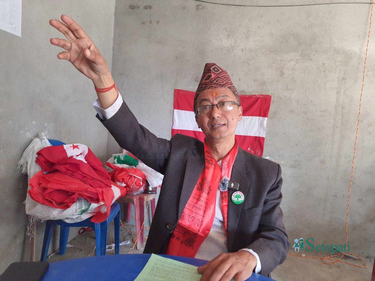 नेपाली कांग्रेसका उम्मेदवार कृष्णमान  डंगोल। तस्बिर: प्रशन्न पोखरेल/सेतोपाटी।