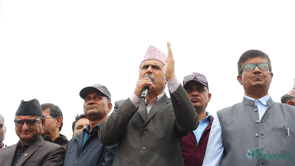 शिक्षक महासंघका अध्यक्ष लक्ष्मीकिशोर सुवेदी। तस्बिरः नेपाल न्युज एजेन्सी।