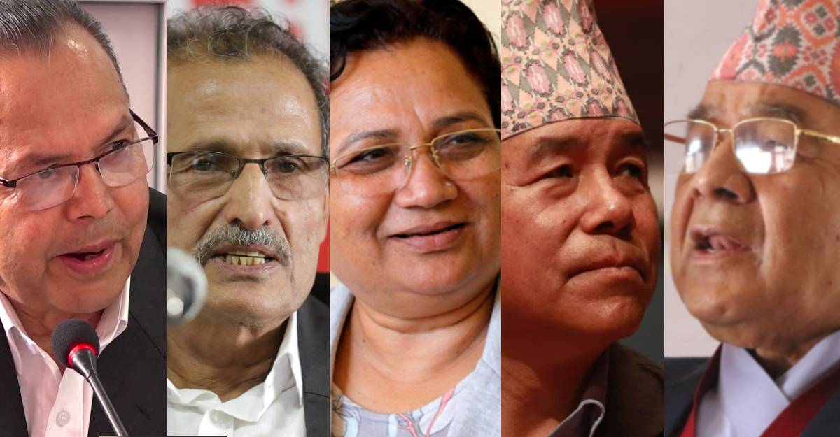 झलनाथ खनाल, अग्नि सापकोटा, पम्फा भूसाल, देव गुरूङ र वामदेव गौतम। फाइल तस्बिर।