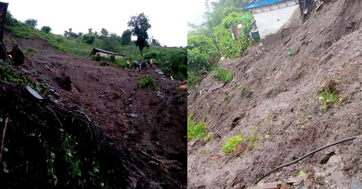 लमजुङमा गएको पहिरो।