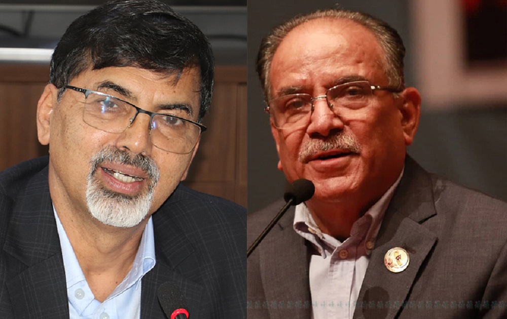 उपमहासचिव शर्मा र अध्यक्ष प्रचण्ड। फाइल तस्बिर।