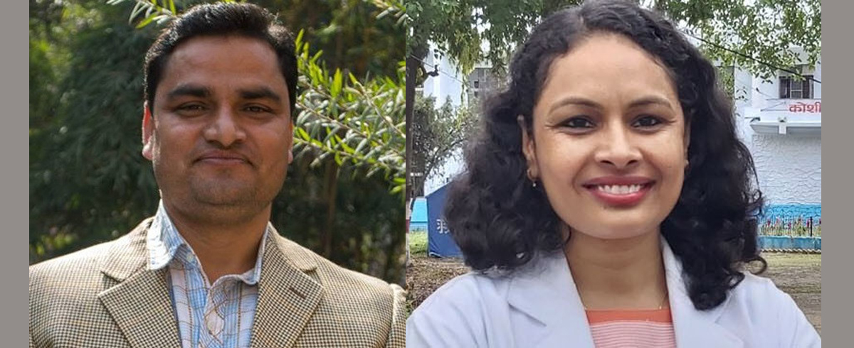 स्वास्थ्य मन्त्री पौडेल र अतिरिक्त सचिव डा. संगीता कौशल मिश्र। फाइल तस्बिर।