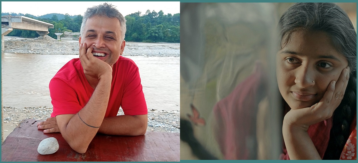 निर्देशक सुजित विडारी (दायाँ) र फिल्म ऐना झ्यालको पुतलीको दृश्य।