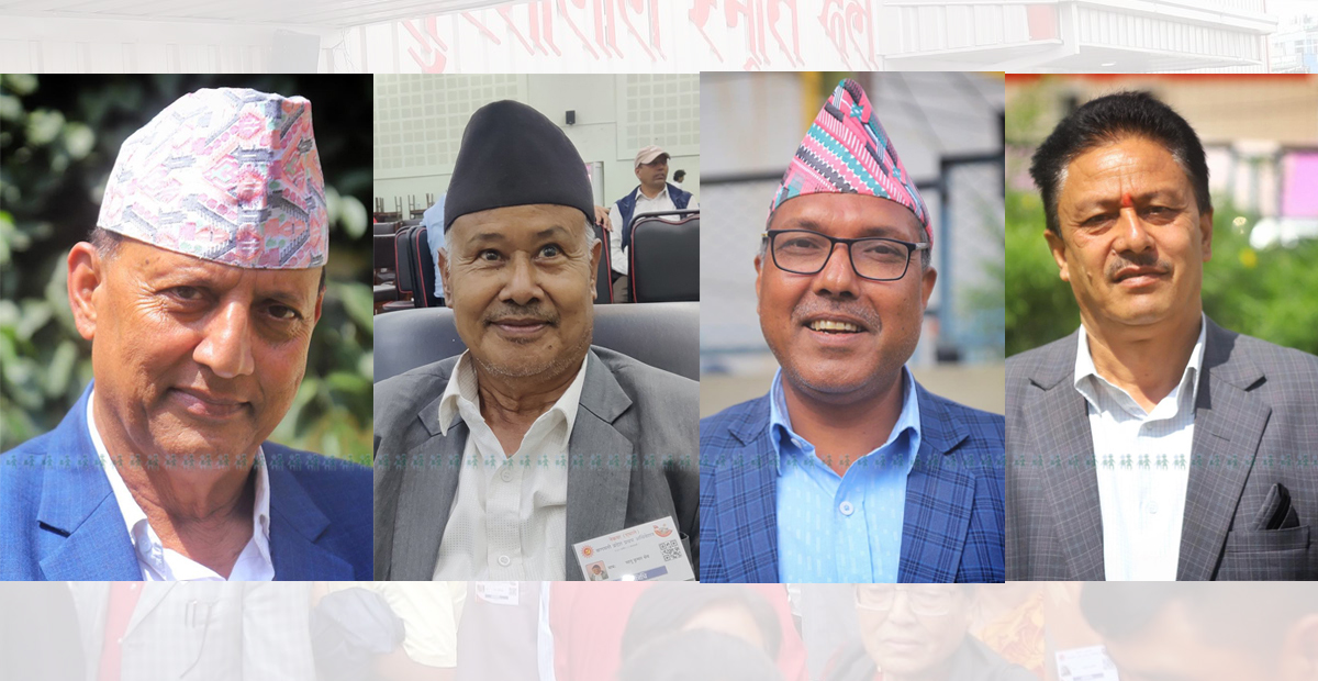 कैलाश ढुंगेल, सानु श्रेष्ठ,  कृष्णप्रसाद दाहाल केशरबहादुर बुढाथोकी (बायाँबाट क्रमश:)। तस्बिर: निशा भण्डारी/सेतोपाटी
